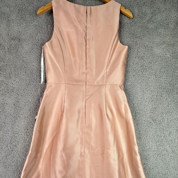 Alfred Sung Maxi Dress Gown Toasted Sugar Pink Sz 6R Satin Sleeveless V-Neck NWT - Picture 12 of 15